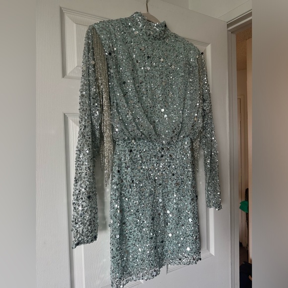 Nasty Gal Embellished Sequin Fringe Mini Dress NWT - Picture 7 of 17